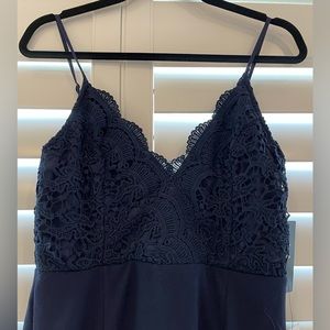 NWT Navy Lace Evening Gown with slit size S